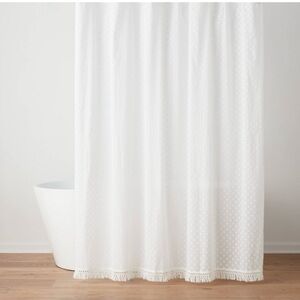 Threshold White Lace Trim Shower Curtain